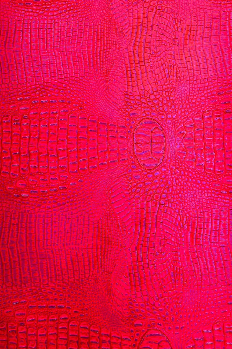 Alligator Faux Leather Vinyl - Hot Pink / Lilac - Fabric 3D Scales Design Vinyl Alligator By Yard