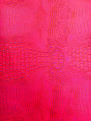 Alligator Faux Leather Vinyl - Hot Pink / Lilac - Fabric 3D Scales Design Vinyl Alligator By Yard