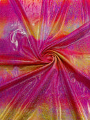 Mystique Foil Fabric - Hot Pink / Orange Tie Dye - 58/60" 4 Way Stretch Iridescent Foggy Foil Fabric Nylon/Spandex By Yard