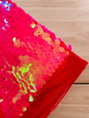 Jumbo Oval Sequins - Hot Pink - Paillette Big Oval Sequins Design Fabric By Yard