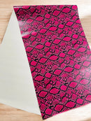 Snake Python Faux Leather Vinyl - Hot Pink - 3D Snake Print Design Embossed Vinyl By Yard