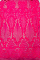 Triangle Sequin Fabric - Hot Pink - Geometric Designs Spandex Mesh By Yard