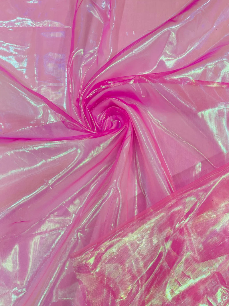 Pearl Iridescent Organza - Hot Pink - 58" Sheer Organza Fabric for Fashion, Decor, Craft By Yard