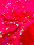Jumbo Oval Sequins - Hot Pink - Paillette Big Oval Sequins Design Fabric By Yard