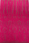 Mermaid Design Sequins Fabric - Hot Pink - Sequins Fabric 4 Way Stretch on Mesh By Yard