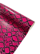 Snake Python Faux Leather Vinyl - Hot Pink - 3D Snake Print Design Embossed Vinyl By Yard