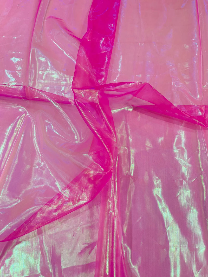 Pearl Iridescent Organza - Hot Pink - 58" Sheer Organza Fabric for Fashion, Decor, Craft By Yard