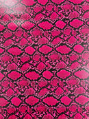 Snake Python Faux Leather Vinyl - Hot Pink - 3D Snake Print Design Embossed Vinyl By Yard