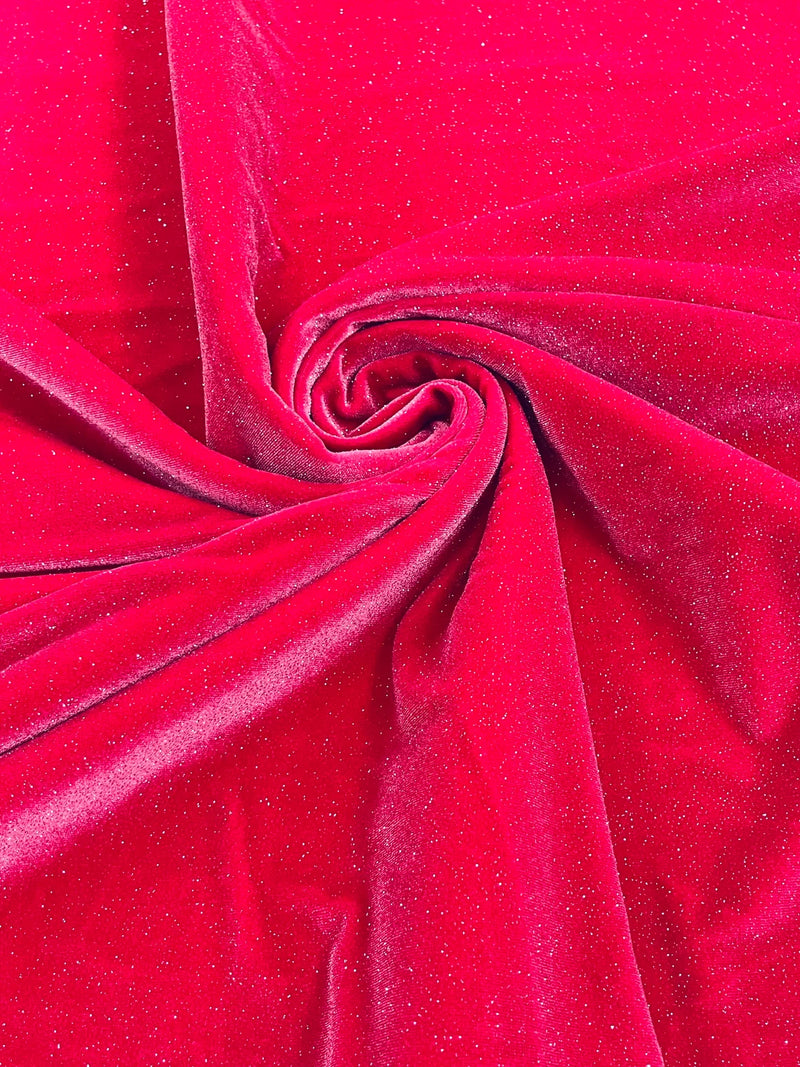 Glitter Stretch Velvet Fabric - 58"/60 Stretch Shimmer Glitter Velvet Fabric By Yard