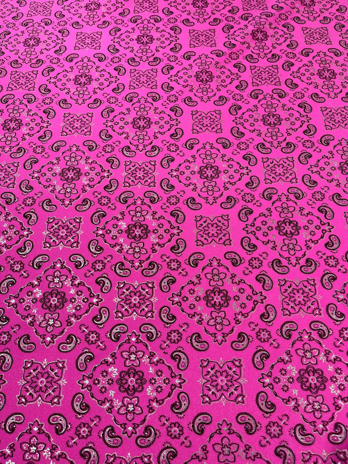 Bandana Print Fabrics - Hot Pink - Lycra Spandex Bandana Fabric Sold By The Yard