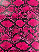 Snake Python Faux Leather Vinyl - Hot Pink - 3D Snake Print Design Embossed Vinyl By Yard