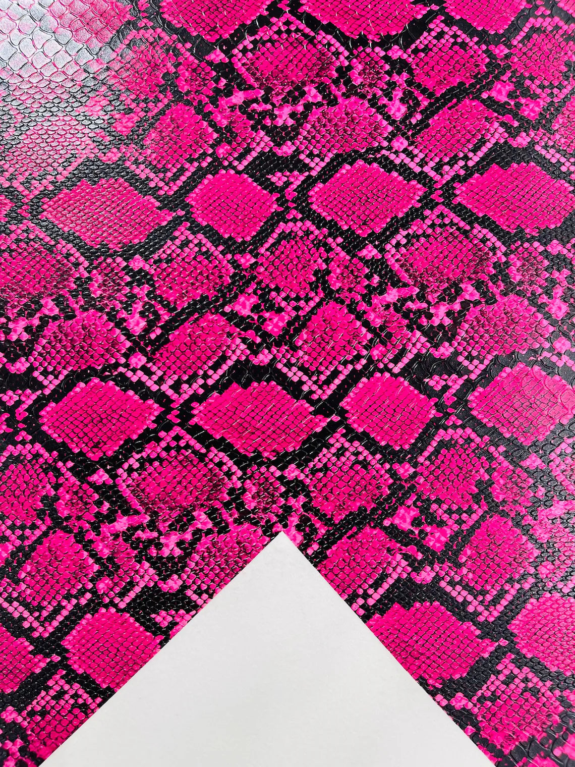 Snake Python Faux Leather Vinyl - Hot Pink - 3D Snake Print Design Embossed Vinyl By Yard