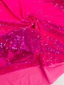 Flip Up Sequins Reversible - Hot Pink Iridescent - Shiny Reversible Mermaid Sequins Fabric By Yard