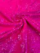 Flip Up Sequins Reversible - Hot Pink Iridescent - Shiny Reversible Mermaid Sequins Fabric By Yard
