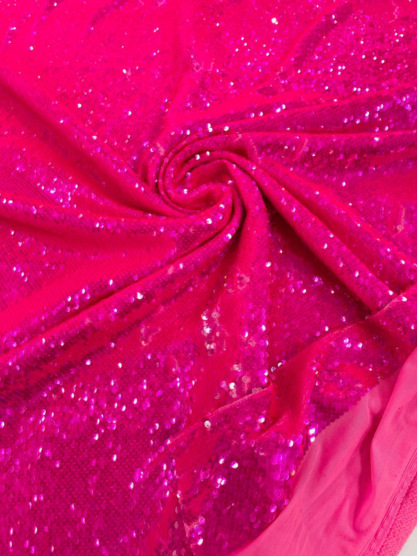 Flip Up Sequins Reversible - Hot Pink Iridescent - Shiny Reversible Mermaid Sequins Fabric By Yard