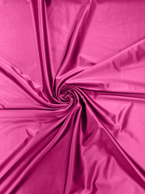 60" Heavy Shiny Satin Fabric - Hot Pink - Stretch Shiny Satin Fabric Sold By Yard