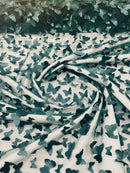 3D Butterfly Design Lace - Hunter Green - Embroidered Lace with 3D Butterfly Design By Yard
