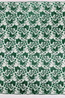 Butterfly Sequins Fabric - Hunter Green - Metallic Floral Butterfly Design on Lace Fabric By Yard