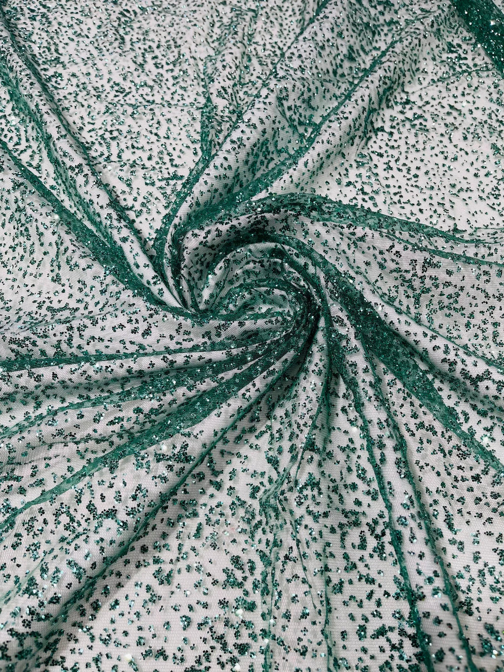 Glitter Mesh Sheer Fabric - Hunter Green - 60" Wide Shiny Glitter Mesh Fabric Sold By The Yard