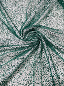 Glitter Mesh Sheer Fabric - Hunter Green - 60" Wide Shiny Glitter Mesh Fabric Sold By The Yard