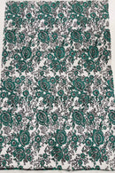 3D Rose Chunky Glitter Fabric - Hunter Green - Rose Floral Design Glitter on Tulle Fabric Sold by Yard
