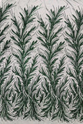 Leaf Design Stretch Sequins - Hunter Green - 4 Way Stretch Lace Mesh Sequins Fabric by Yard