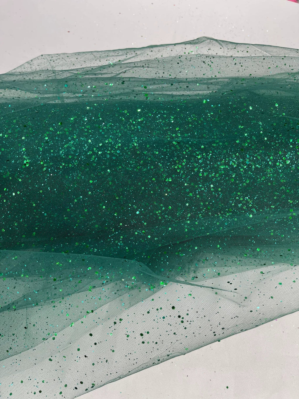 Sparkling Glitter Tulle Fabric - Sparkling Glitter Tulle Mesh Fabric Sold By Yard