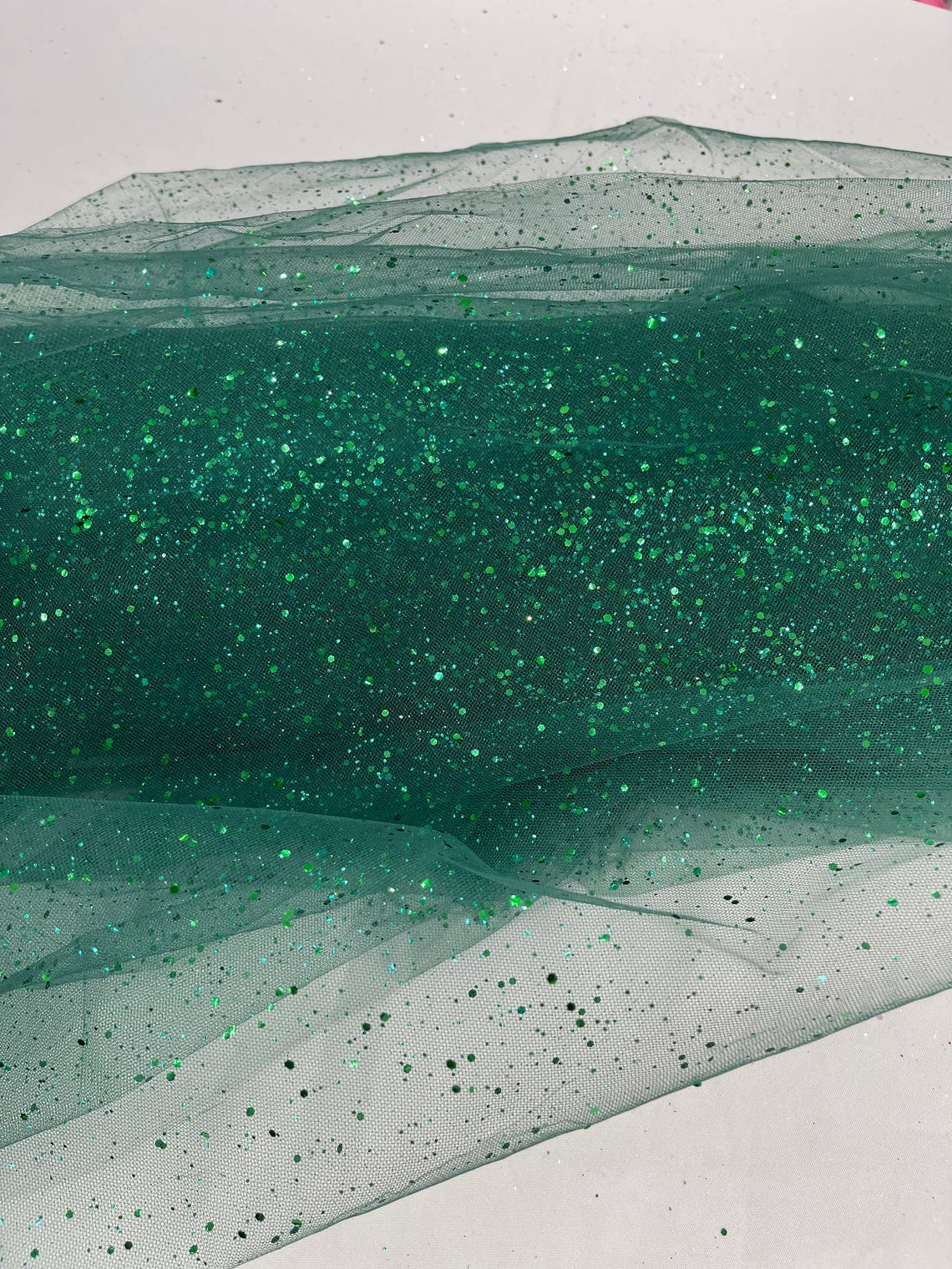 Sparkling Glitter Tulle Fabric - Sparkling Glitter Tulle Mesh Fabric Sold By Yard