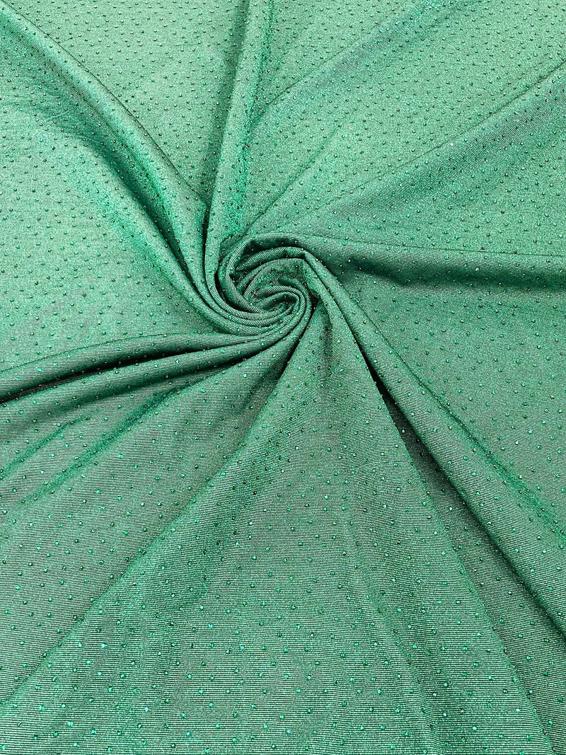 Shimmer Glitter Rhinestone Fabric - Hunter Green - Rhinestone Shiny Sparkle Stretch Glitter Fabric By Yard