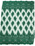 Beaded Flower Cluster Fabric - Hunter Green - Embroidered Beaded Fancy Border Floral Fabric Sold By Yard
