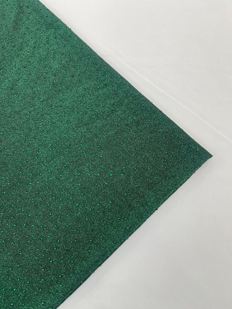 Shimmer Glitter Rhinestone Fabric - Hunter Green - Rhinestone Shiny Sparkle Stretch Glitter Fabric By Yard