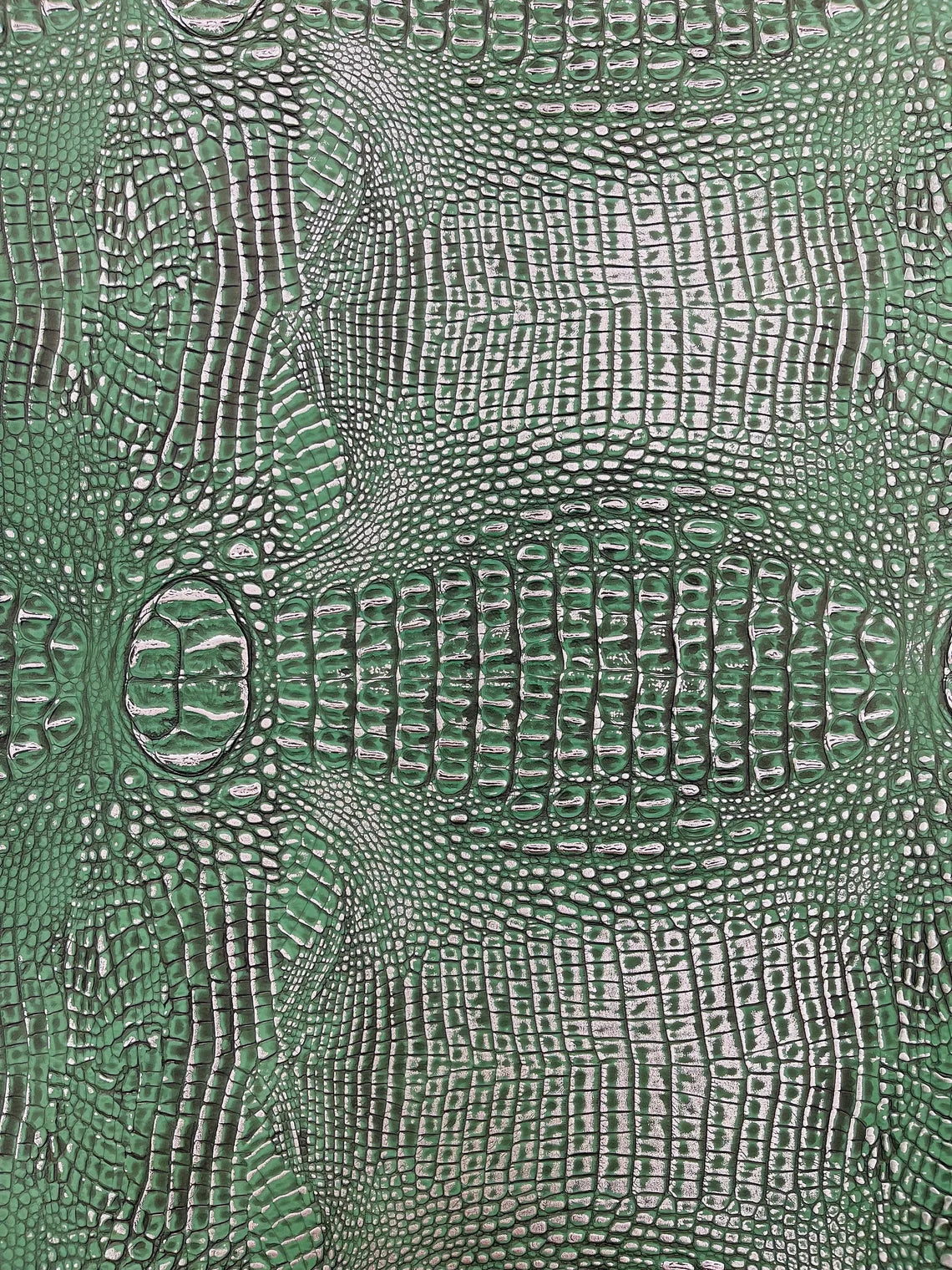Alligator Faux Leather Vinyl - Hunter Green - Fabric 3D Scales Design Vinyl Alligator By Yard