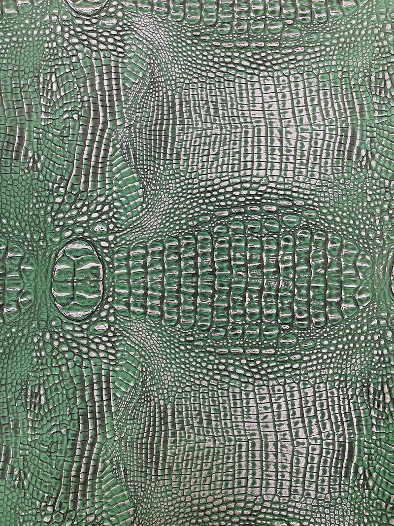 Alligator Faux Leather Vinyl - Hunter Green - Fabric 3D Scales Design Vinyl Alligator By Yard