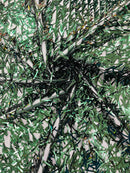 Sword Large Shiny Sequins - Hunter Green - Hanging Iridescent Sequins On Lace Fabric By Yard