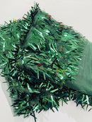 Sword Large Shiny Sequins - Hunter Green - Hanging Iridescent Sequins On Lace Fabric By Yard