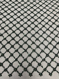 Beaded Diamond Net Fabric - Hunter Green - Embroidered Geometric Beaded Sequins Fabric Sold By Yard