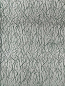 Glitter Wavy Bead Fabric - Hunter Green - Sequins, Bead, Glitter Design on Lace Fabric By Yard