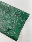 Alligator Faux Leather Vinyl - Hunter Green - Fabric 3D Scales Design Vinyl Alligator By Yard