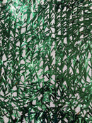 Sword Large Shiny Sequins - Hunter Green - Hanging Iridescent Sequins On Lace Fabric By Yard