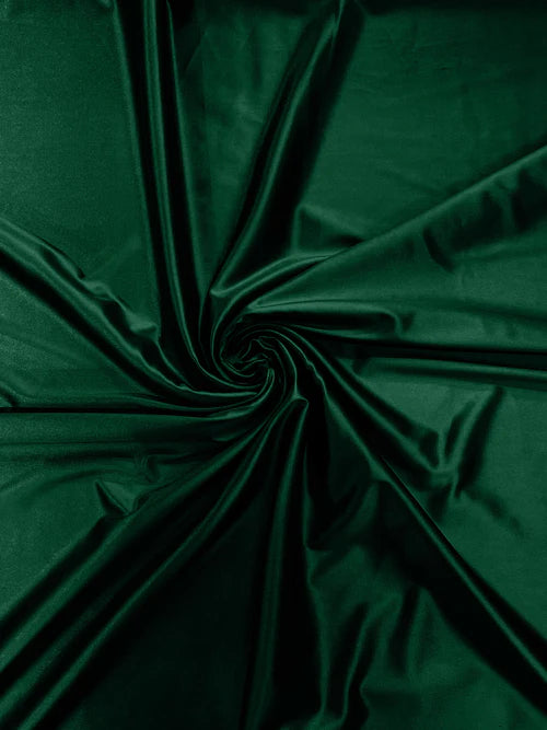 60" Heavy Shiny Satin Fabric - Hunter Green - Stretch Shiny Satin Fabric Sold By Yard