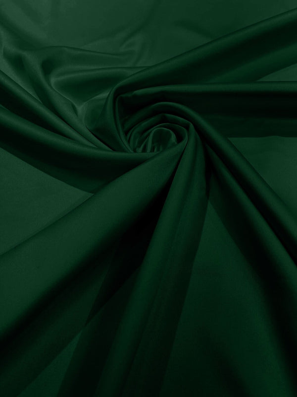 58/59" Satin Stretch Fabric Matte L'Amour - Hunter Green - Stretch Matte Satin Fabric By Yard