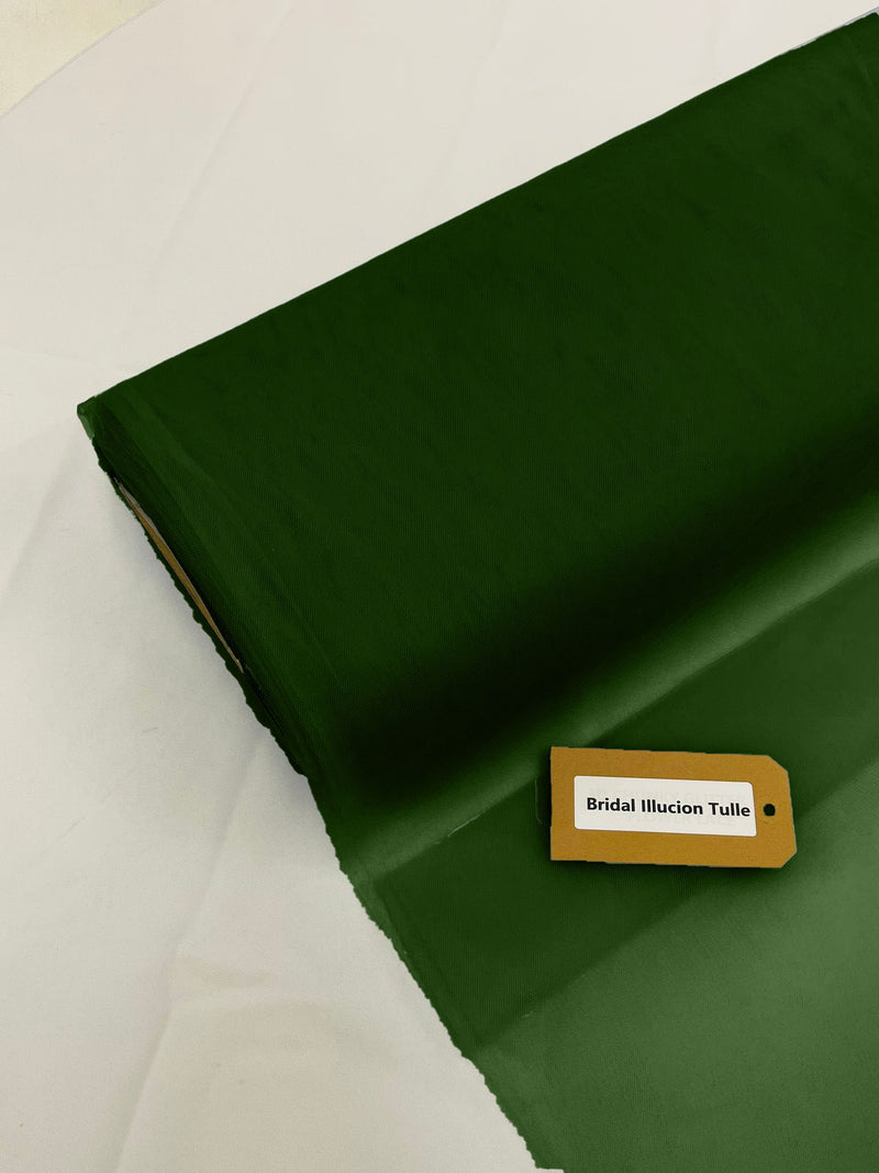 108" Tulle Illusion Fabric - Hunter Green - Premium Tulle Polyester Fabric Sold By Roll of 50 Yards