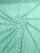 58" Minky Swirl Rose Fabric - Ice Mint - Soft Rosebud Plush Fur Fabric Sold By The Yard