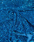 Stretch Velvet Sequins Fabric - Turquoise - Velvet Sequins 2 Way Stretch 58/60” By Yard