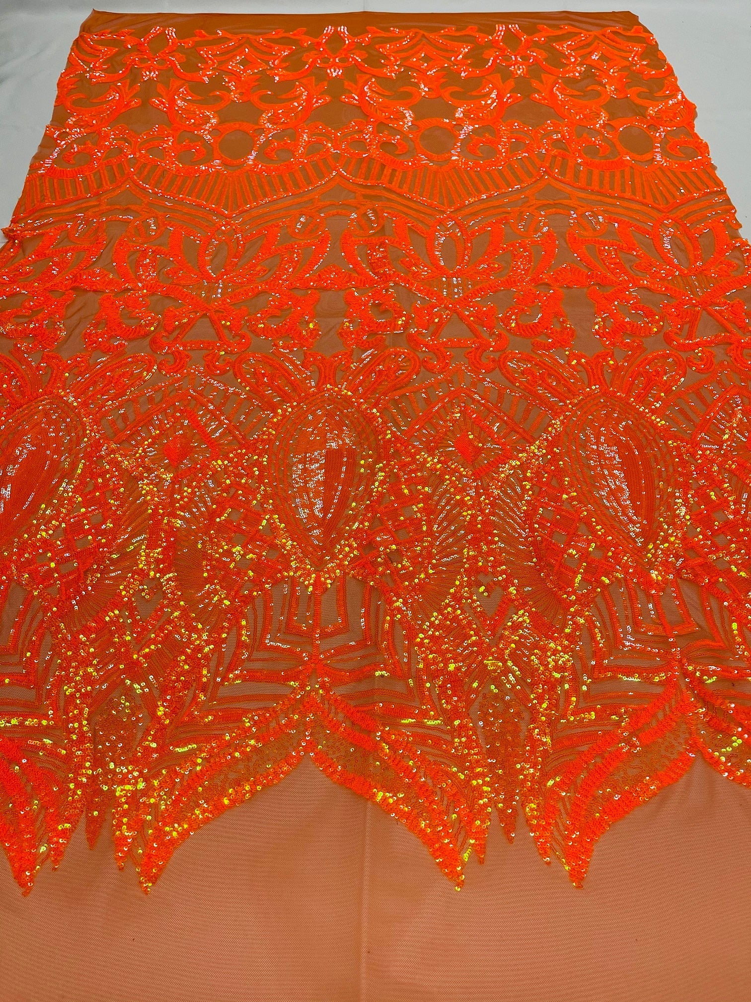 Black Sequins - 4 Way Stretch Embroidered Royalty Sequins Fancy Design Fabric By Yard