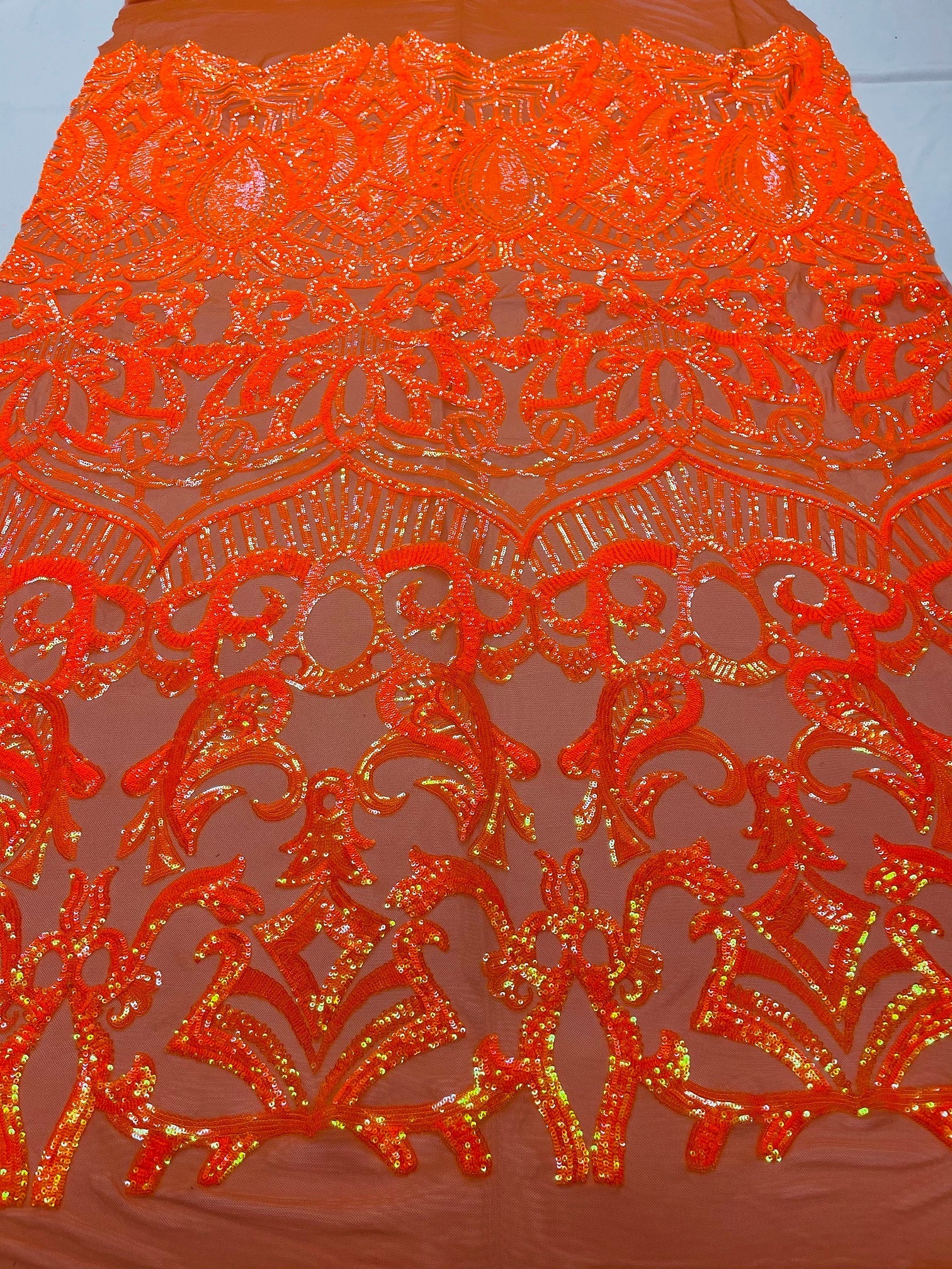 Black Sequins - 4 Way Stretch Embroidered Royalty Sequins Fancy Design Fabric By Yard