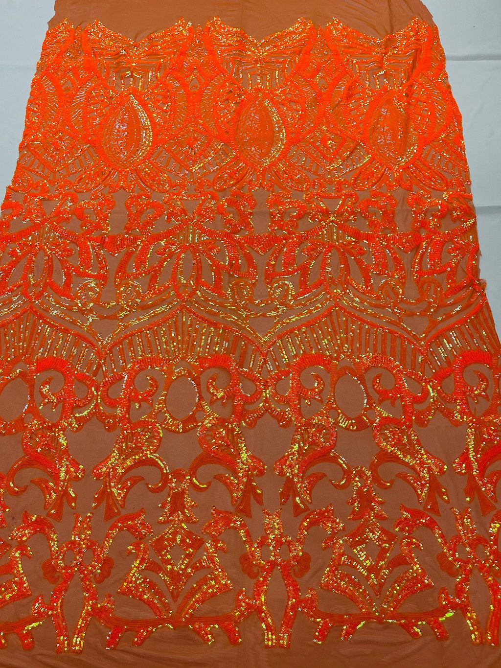 Black Sequins - 4 Way Stretch Embroidered Royalty Sequins Fancy Design Fabric By Yard