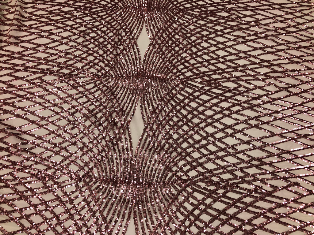 4 Way Stretch Sequins Geometric Fabric Dusty Rose Lace Fabric Dress Fashion Design By The Yard