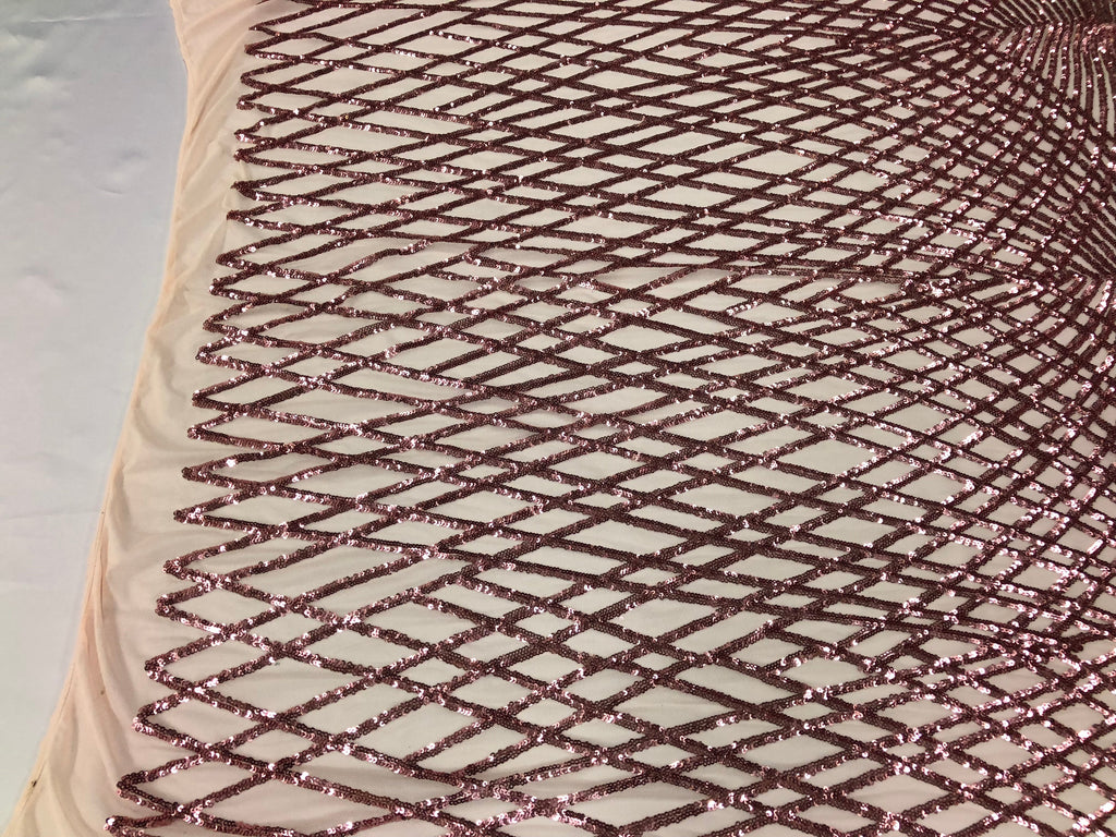 4 Way Stretch Sequins Geometric Fabric Dusty Rose Lace Fabric Dress Fashion Design By The Yard