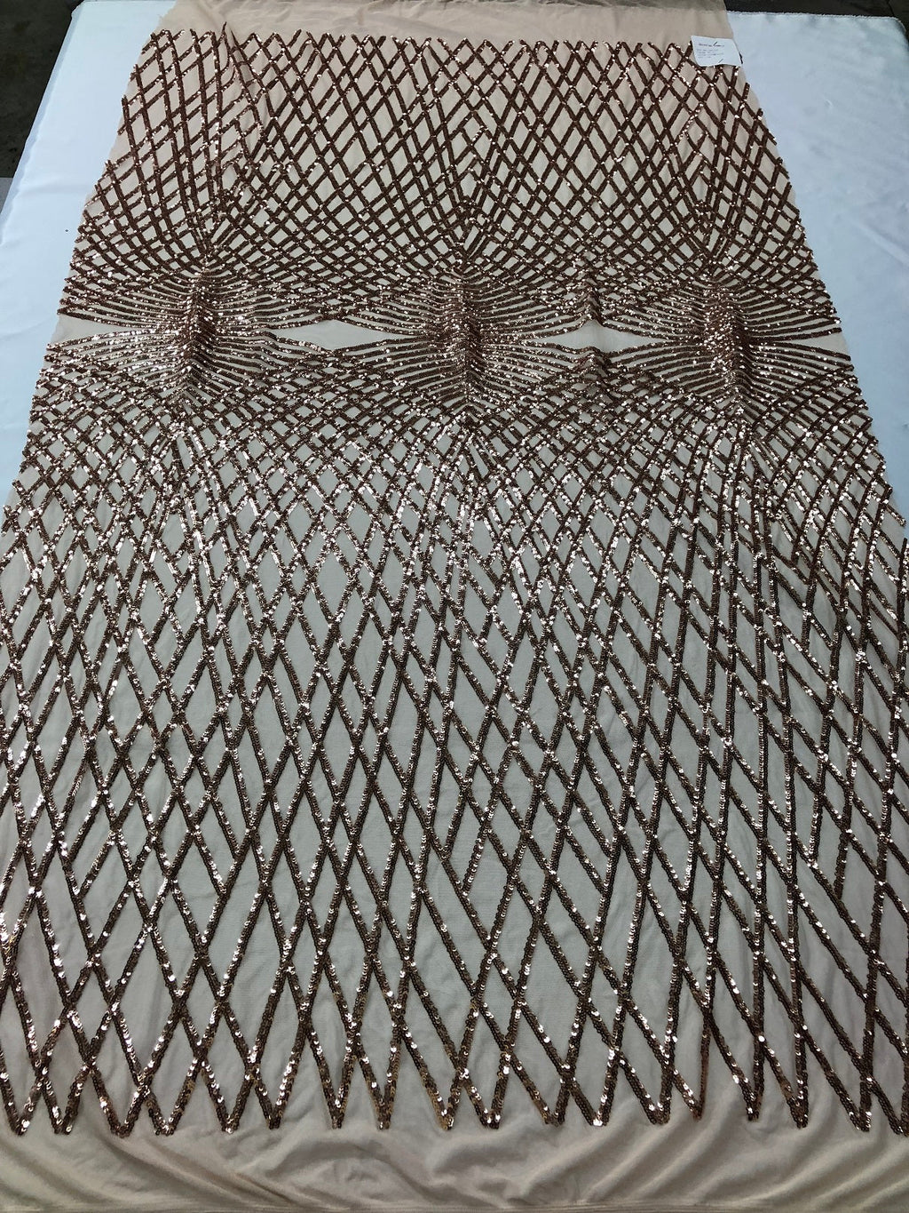 4 Way Stretch Sequins Geometric Fabric Champagne Lace Fabric Dress Prom-Fabric Lace-Gown By Yard